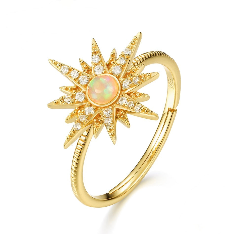 Sun and Star ring with Opal