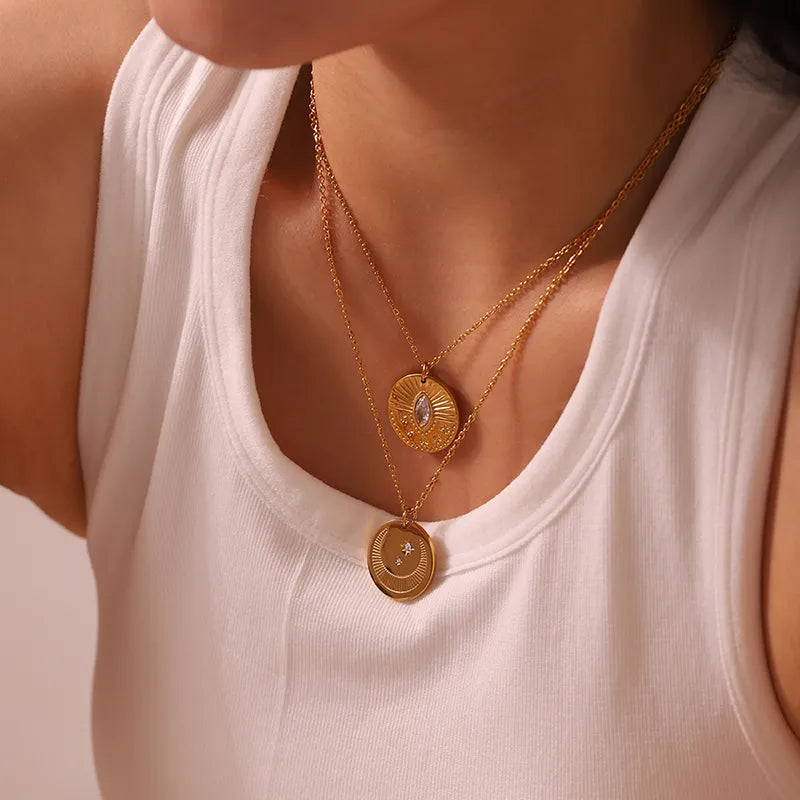 18K Gold Sun Moon Necklace